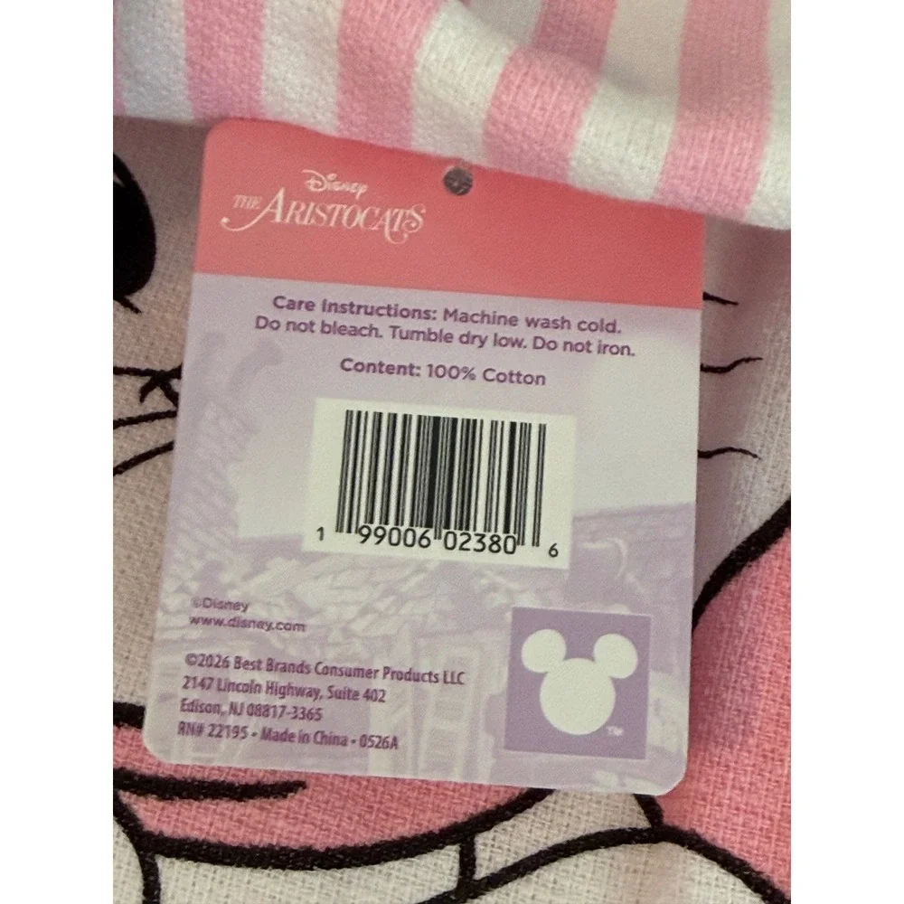 Disney The Aristocats Marie Kitchen Towel Pink White Stripe 100% Cotton NEW